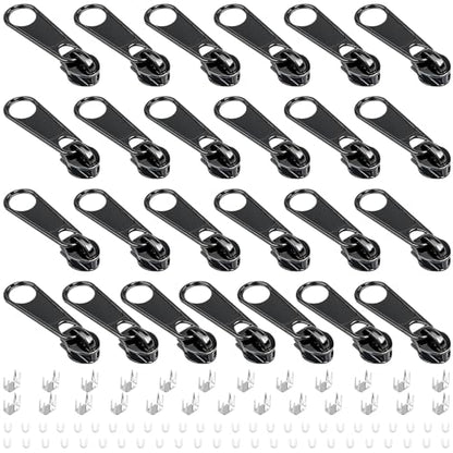 25Pcs Black Zipper Repair Kit Zippers Replacement 3# Zipper Pull Rescue Kit for Clothing Jackets Purses Luggage Backpacks (25 Count)