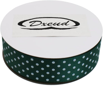 Polka Dot Grosgrain Ribbon 25 Yard Each Roll 100% Polyester (1", Dark Green) - Crafty Corner