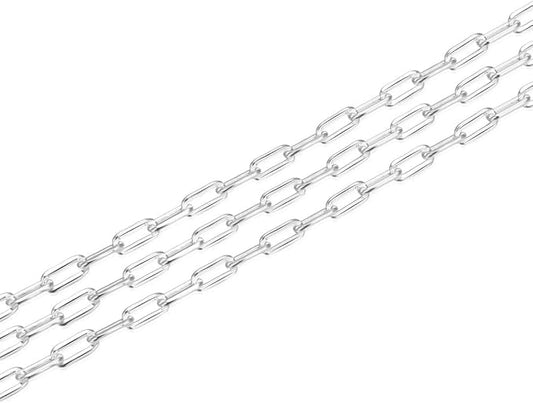 Adabele 5 Feet Authentic 925 Sterling Silver Unfinished 2.5mm (0.1 Inch) Paperclip Cable Chain Link Strong Bulk Hypoallergenic Nickel Free for DIY Craft Jewelry Making SSK-D1