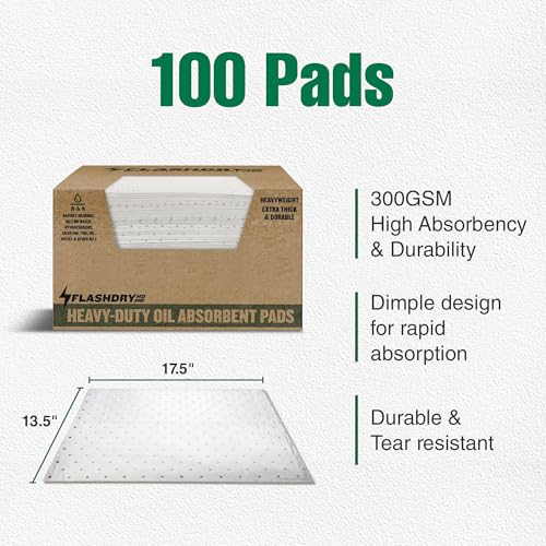 Heavy Duty Oil Absorbent Pads 300GSM (100 Count)