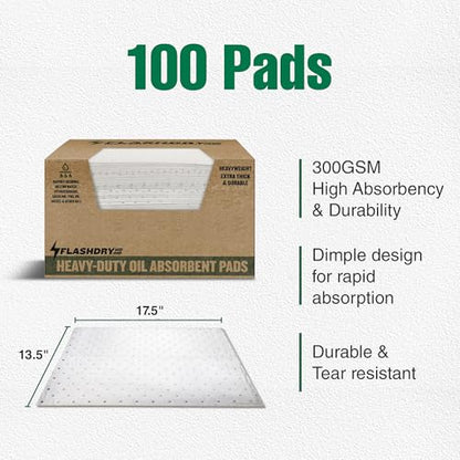 Heavy Duty Oil Absorbent Pads 300GSM (100 Count)