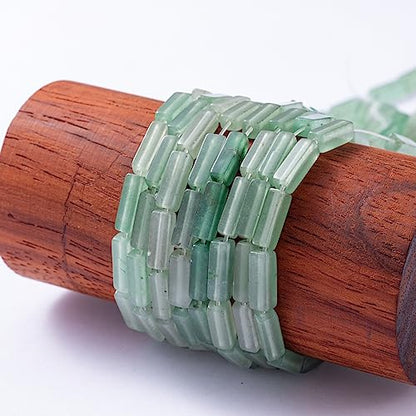 Natural Green Aventurine Rectangle Tube Beads 4x13mm 38cm (28 Count)