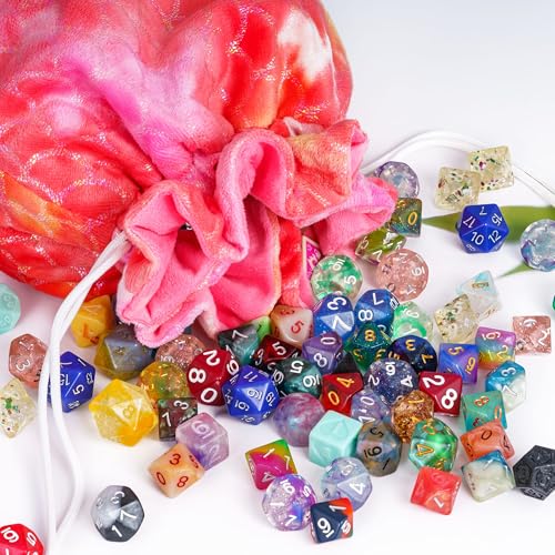 DND Dice Bags Large with Pockets Orange Storage Bag for D&D RPG Game (5.29 Ounce)