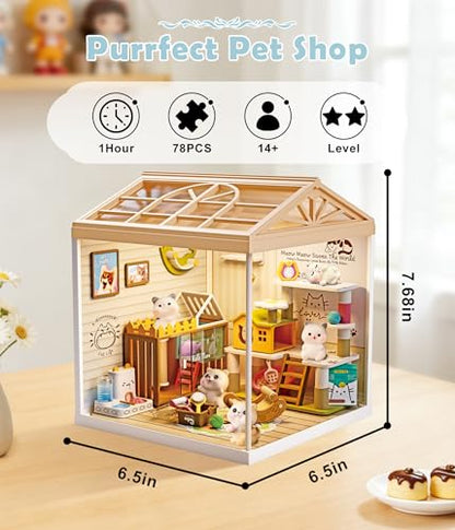 Cat Pet Life Shop DIY Miniature House Kit for Adults