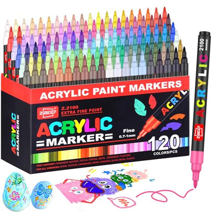 120 Colors Acrylic Paint Markers and ACRYLIAC PAINT PENS for Rock (120 Count)