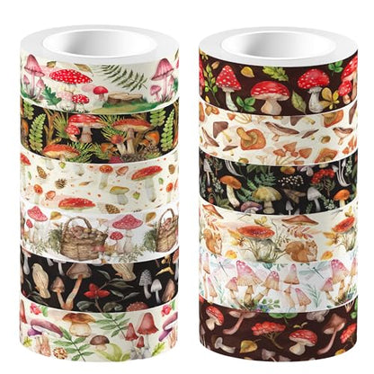 12 Rolls Mushroom Washi Tape Set (12 Count)