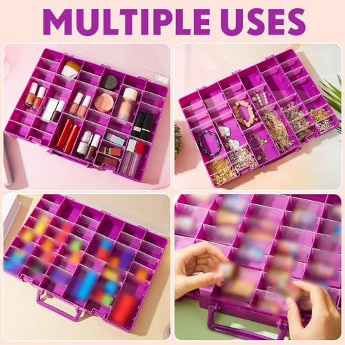 2 Pcs 48 Grids Plastic Bead Organizer Box with Divider (2 Count)