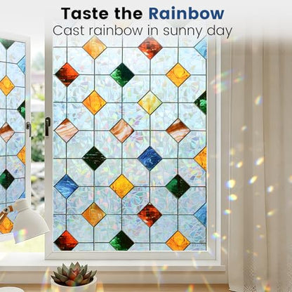 Rainbow Stained Glass Window Film Decorative 23.6in X 78.7in