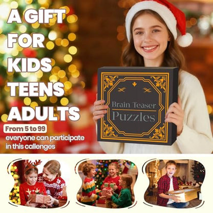 Wooden Brain Teaser Puzzles for Adults Teens (9 Count)