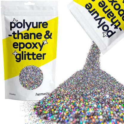 Resin Glitter Gun Metal Grey Holographic 100g Chunky (3.5274 Ounce)