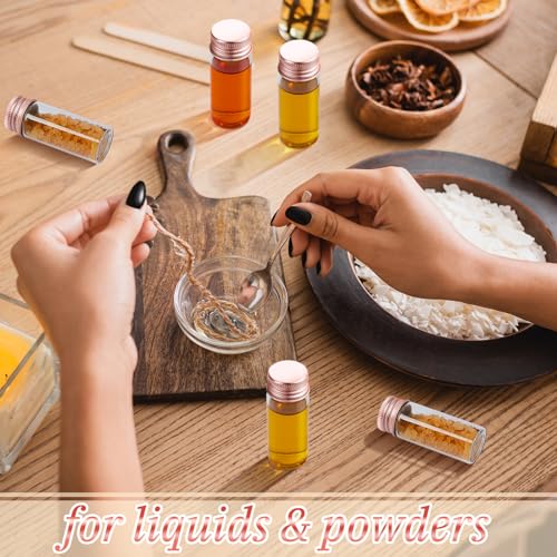 100 Pcs Small Clear Vials Spice Mini Jars with Lids Mini Glass Bottles with Screw Aluminum Metal Caps Tiny Jars Sample Containers for Powder Cream Cosmetic Jewelry Wedding (100 Count)