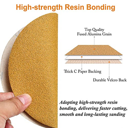 6-Inch No-Hole Hook and Loop Gold Sanding Discs 120-Grit, 100-Pack (100 Count)
