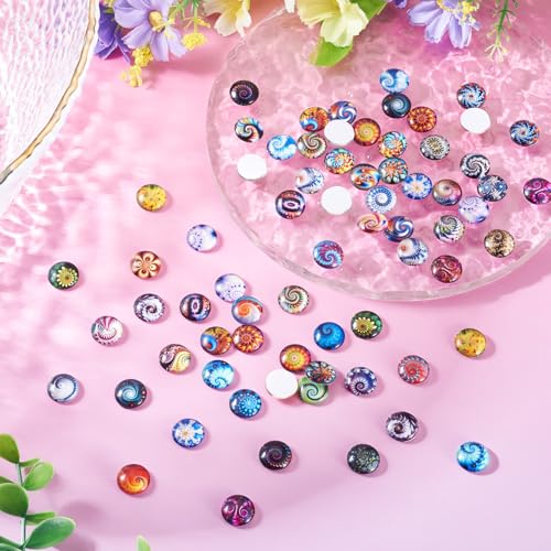100Pcs Printed Glass Cabochons for Jewelry Making (100 Count)