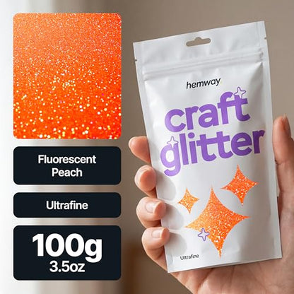 Craft Glitter Fluorescent Peach 100g Ultrafine Glitter (3.5274 Ounce)