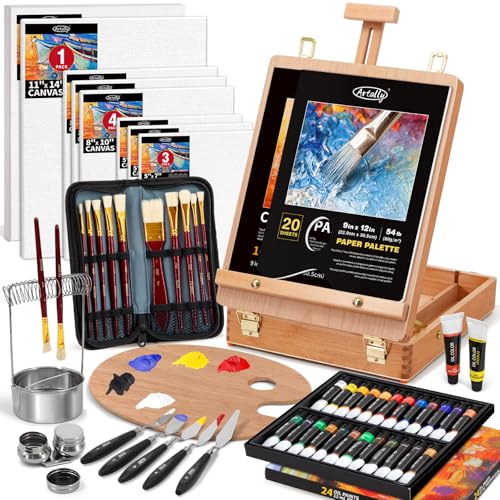 82Pcs Professional Oil Painting Set with Easel Box
