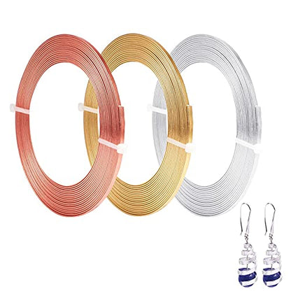 3 Rolls Flat Craft Wire Jewelry Wire Flexible Aluminum Wire Tarnish Resistant for Bezel Sculpting DIY Jewelry Craft Making (49.2 Foot)