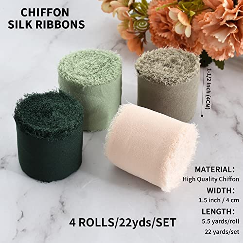 4 Rolls Silk Chiffon Ribbon (324 Foot)