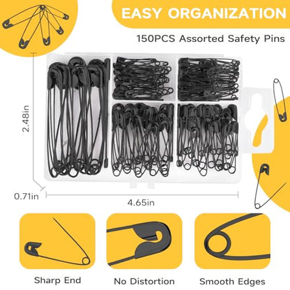 160PCS Black Safety Pins for Clothes (160 Count)