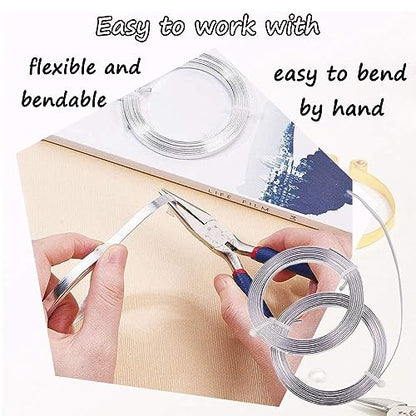 Flat Aluminum Wire Bendable Flat Wire for Crafts 5mm Metal Strips for DIY Jewelry Making Bezel Sculpting Armature 18Gauge 6.5Feet