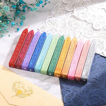 12Pcs Sealing Wax Sticks with Wicks for Wax Seal Stamp (12 Count)