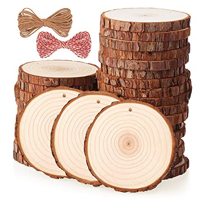 Unfinished Wood Slices with Hole (30 Count)