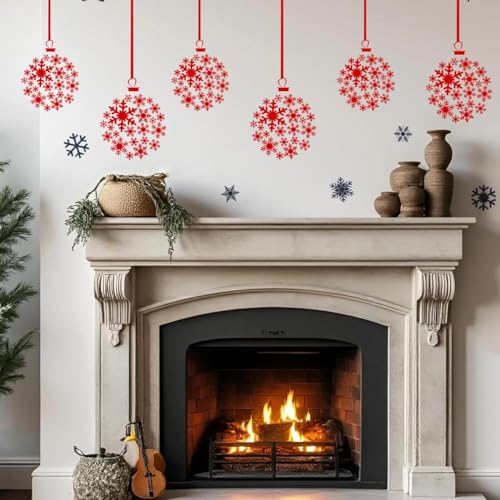 Christmas Window Stencils for Glass Large Snowflake Bauble Stencil (8 Count)