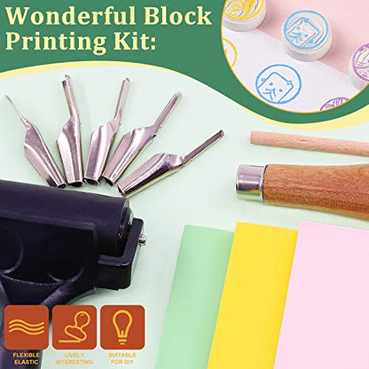 12Pcs Soft Rubber Carving Blocks Kit