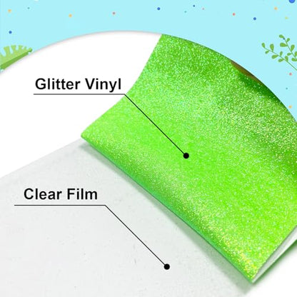Fluorescent Green Glitter HTV Heat Transfer Vinyl 12" x6FT