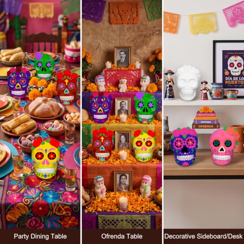 24 Sets Day of Dead Skull Ceramic Figurines Gnome Painting Kit