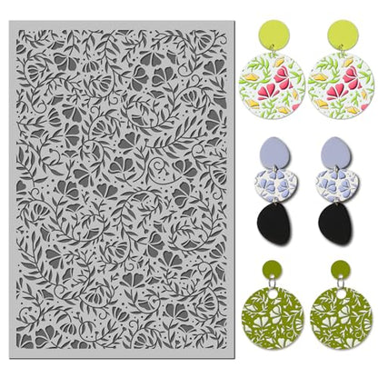 Swirls Flowers Blossom Polymer Clay Texture Mat