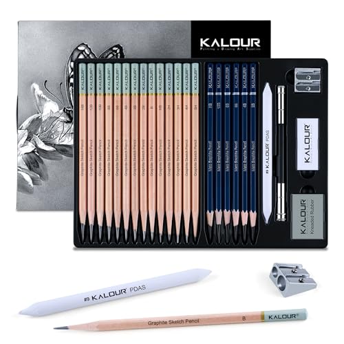 25 Piece Professional Sketch Pencil Set with Matte and Regular Pencils (25 Count)