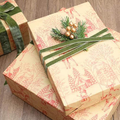 Moss Green Thin Velvet Ribbon