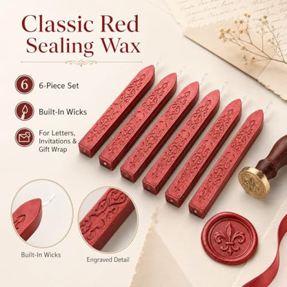 6 Pack Pattern Wick Sealing Wax Sticks for Wax Seal Stamp (6 Count)