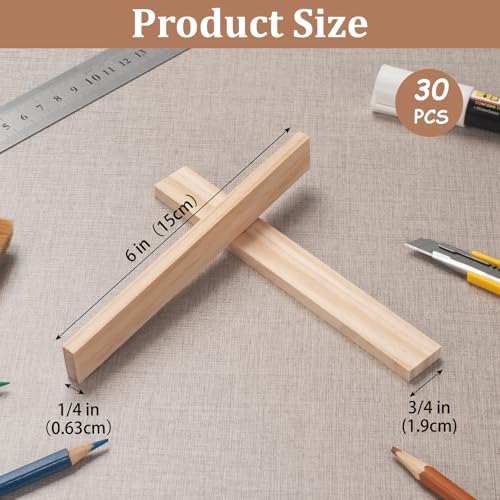 Wood Strips Slats Wooden Dowels for Crafts 1 (30 Count)