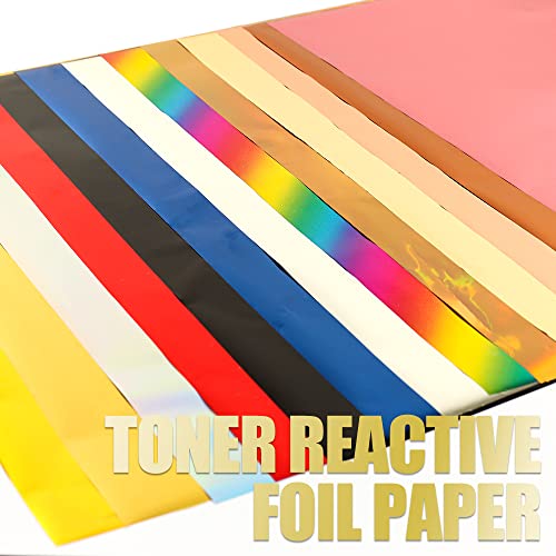 50 Sheets Toner Reactive Foil Sheet for Crafts Paper Holographic Heat Transfer Craft Foil Paper for Scrapbooking Stamping Cardstock Heat Transfer DIY Crafts Accessories 7.9 x 11.4inch (50 Count)
