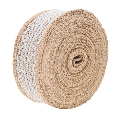 1 1 2 Inch Wide Burlap and Lace Ribbon for Crafts