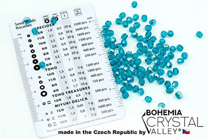 1.8oz (50g, Approx. 600 Beads) Faceted Fire Polished Pressed Czech Glass Beads 4mm (0.16in), Aqua Blue AB 60150 27801 (600 Count)