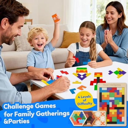 4 Pack Wooden Hexagon Puzzle (4 Count)