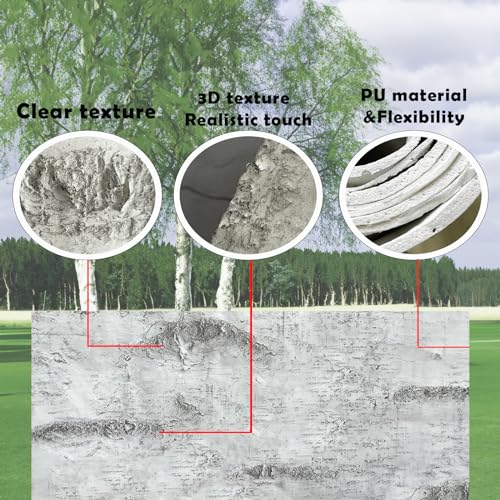 Artificial Birch Bark 3D Realistic Texture 78.7in*19.7in（10.8 Sq.ft）Silicone Material Faux Tree Bark Nature