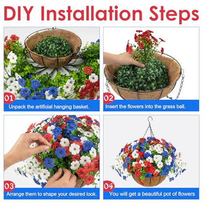 2 Set Artificial Outdoor Flowers with Hanging Basket (2 Count)