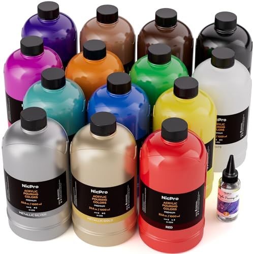 14 Colors Large Bulk Acrylic Pour Paint Set (473.2 Fl Oz)