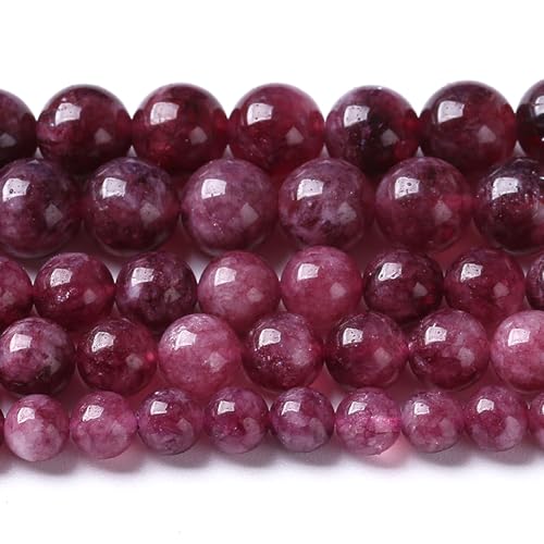 38PCS 10MM Natural Stone Kunzite Purple Jade Beads Round Loose Beads for Jewelry Making Bracelet 1 Strands 16"