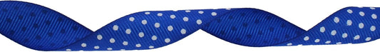 Polka Dot Grosgrain Ribbon 25 Yard Each Roll 100% Polyester (3/4", Royal Blue) - Crafty Corner