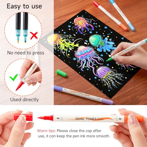120 Colors Dual Tone Acrylic Paint Markers (60 Count)