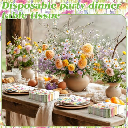 100 Pieces Summer Flower Cocktail Napkins 2 (100 Count)
