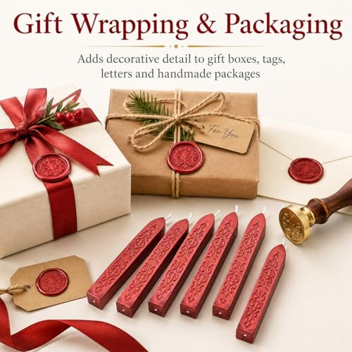 6 Pack Pattern Wick Sealing Wax Sticks for Wax Seal Stamp (6 Count)