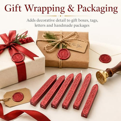6 Pack Pattern Wick Sealing Wax Sticks for Wax Seal Stamp (6 Count)