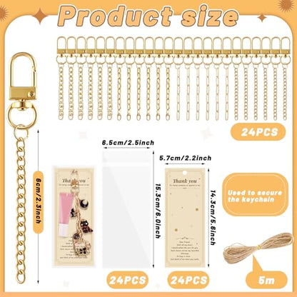 24 Set Lip Gloss Keychain Making Kit with Gift Packaging Supplies (24 Count)