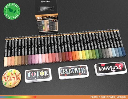 36 Acrylic Paint Pens Skin and Natural Earth Tone Marker Set For Rock Painting (36 Count)