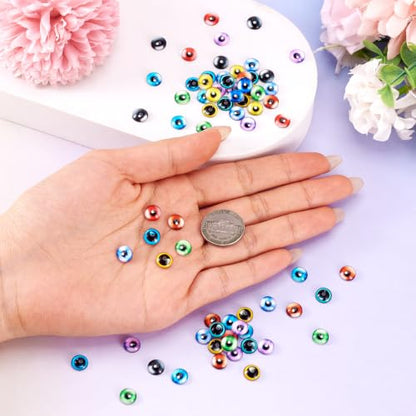 70Pcs 8mm Eye Printed Mosaic Tile Glass Cabochon
